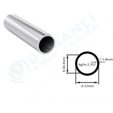 Alüminyum Boru Dış Çap 52mm X Et Kalınlık 5.8mm